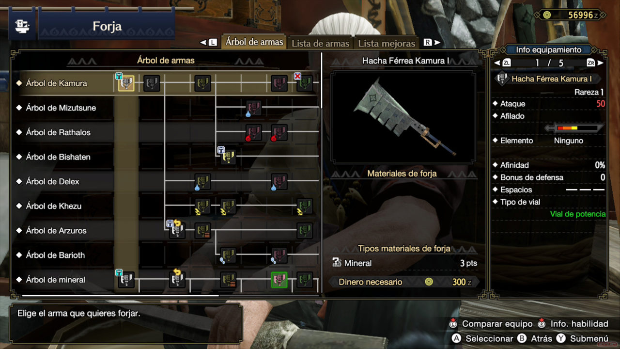 Monster Hunter Rise árbol de armas Hamon
