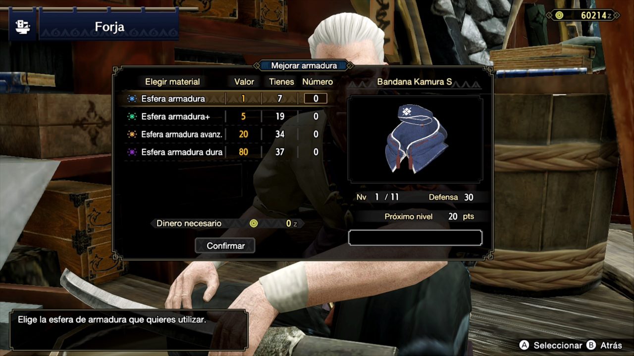 Guía Monster Hunter Rise esferas armadura mejorar armadura